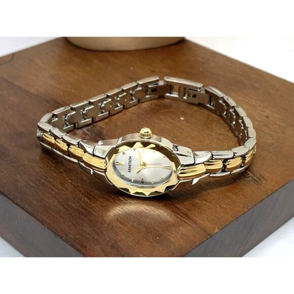 Armitron Women's Watch 75/3313TTG Silver Dial Quartz Two Tone Steel Petite 17mm - Picture 7 of 13